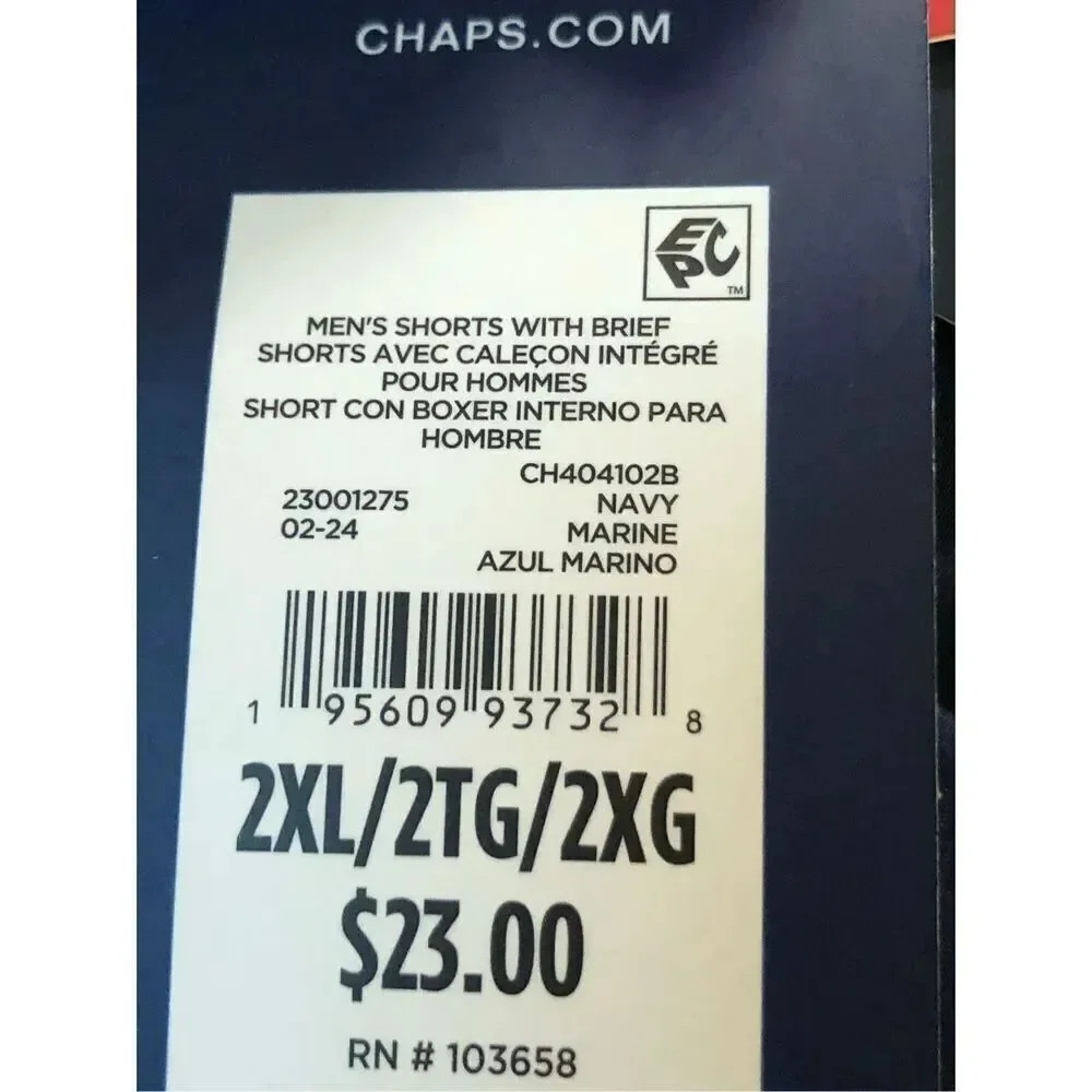 NWT Chaps Men's Men's Swim Trunks with UPF50+ SZ 2XL